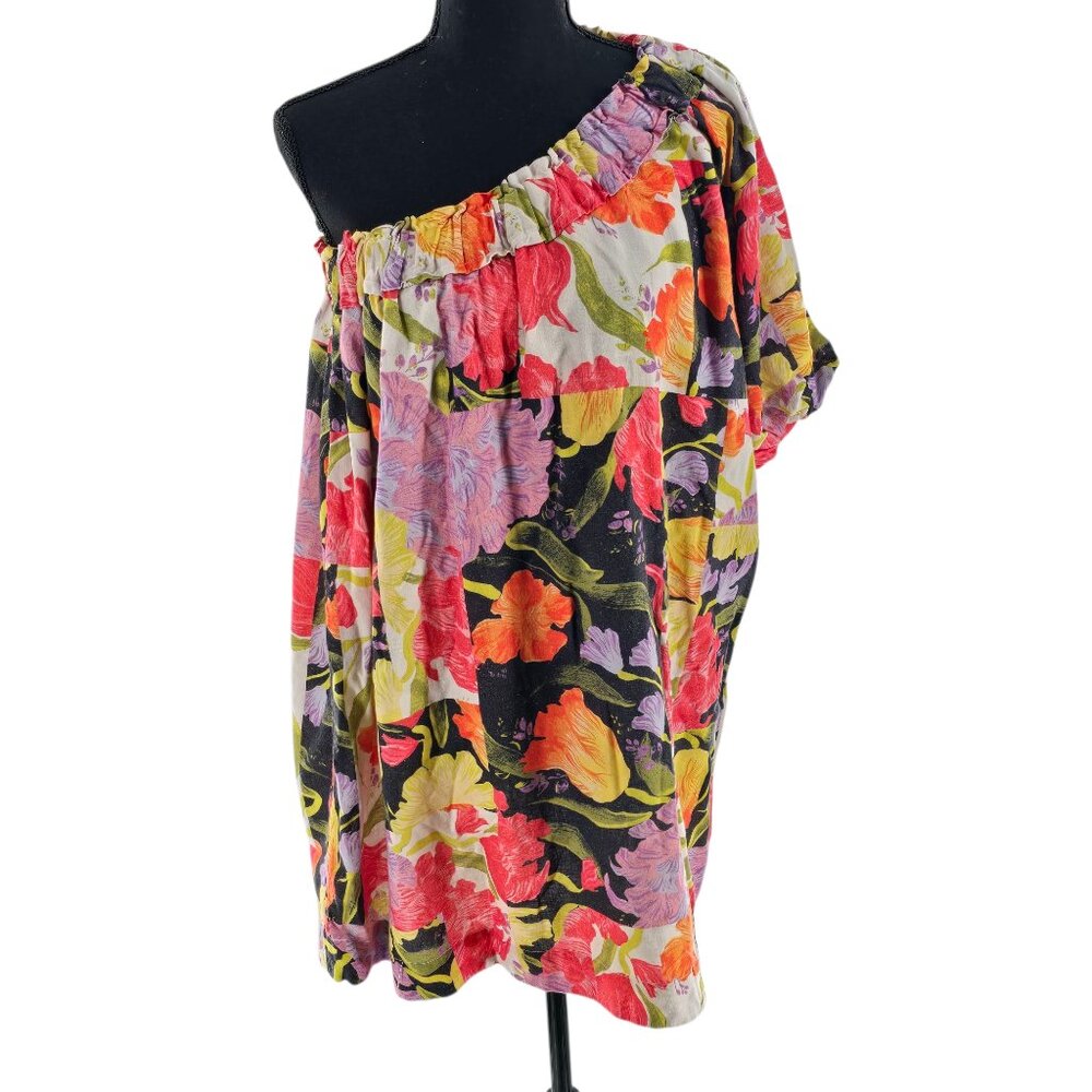 Anthropologie x Yukiko Noritake floral one sleeve mini shift dress small